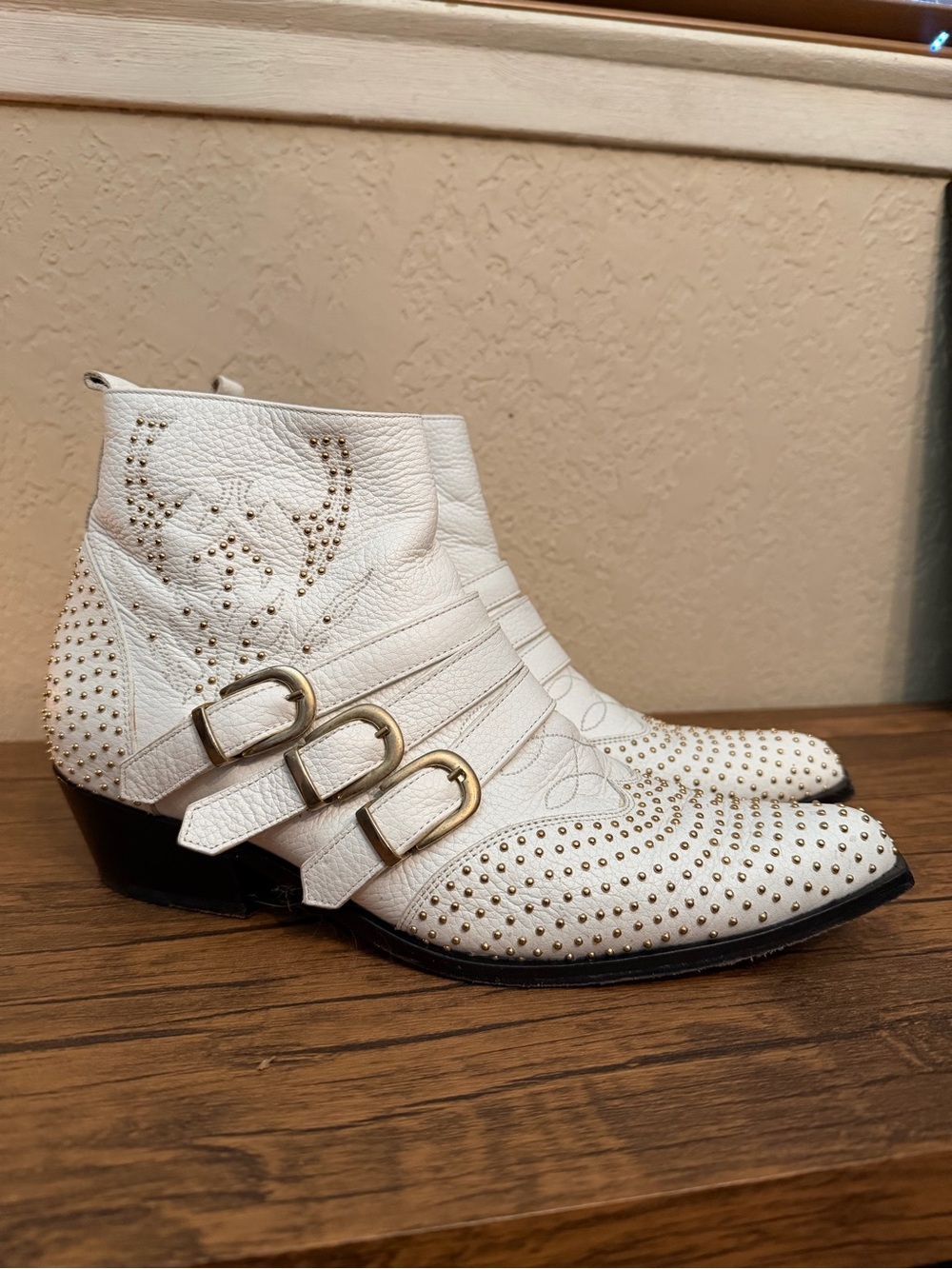 Anine Bing | Penny White Studded Boots Size: 39